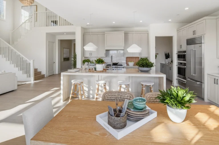 Kitchen viewed from dining room highlighting open floor plan
