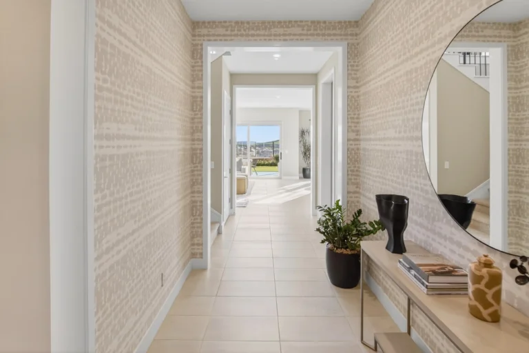 Entryway with modern accents and walkway