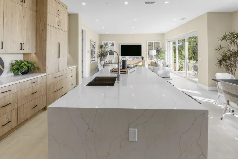 Kitchen emphasizing abundant cabinet storage and generous workspace