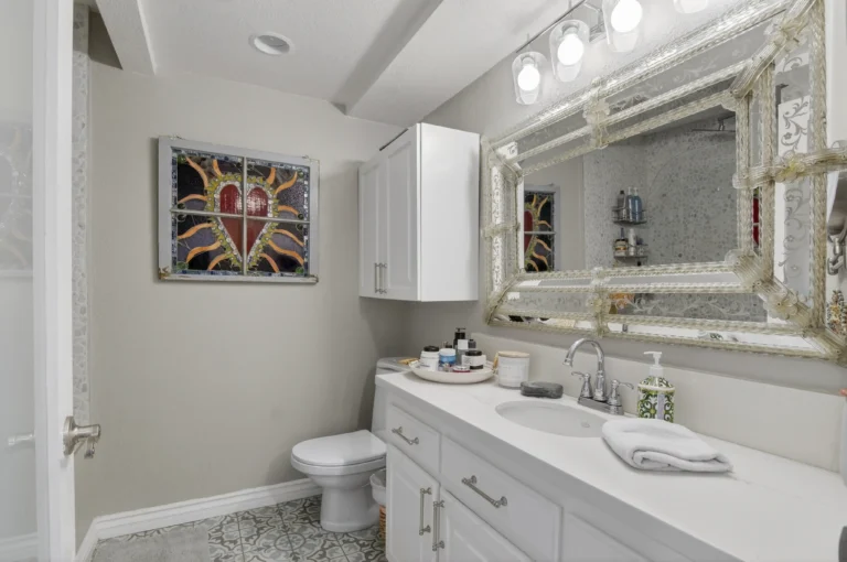 Bathroom captured from doorway to show full layout clearly